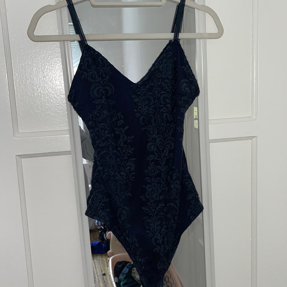 Olivaceous Navy Blue Lace body suit